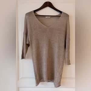 Elegant Women's V-Neck Sweater in Taupe